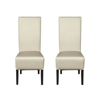 Set 2 scaune living VANESSA, picioare lemn wenge, piele ecologica crem, 47x60x110 cm imagine