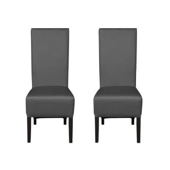 Set 2 scaune living VANESSA, picioare lemn wenge, piele ecologica gri, 47x60x110 cm imagine