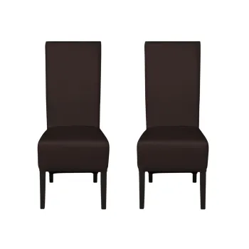 Set 2 scaune living VANESSA, picioare lemn wenge, piele ecologica maro inchis, 47x60x110 cm imagine