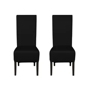 Set 2 scaune living VANESSA, picioare lemn wenge, piele ecologica negru, 47x60x110 cm imagine