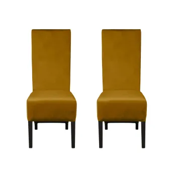 Set 2 scaune living VANESSA, picioare lemn wenge, stofa galben, 47x60x110 cm imagine