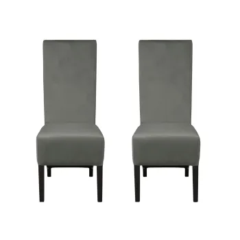 Set 2 scaune living VANESSA, picioare lemn wenge, stofa gri deschis, 47x60x110 cm imagine