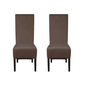 Set 2 scaune living VANESSA, picioare lemn wenge, stofa maro, 47x60x110 cm imagine