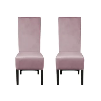 Set 2 scaune living VANESSA, picioare lemn wenge, stofa roz pudra, 47x60x110 cm imagine