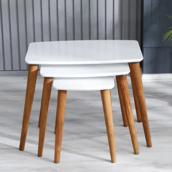 Set 3 masute auxiliare Miria, alb, 60 45 30x40x50 45 40 cm imagine