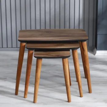 Set 3 masute auxiliare Miria, culoarea lemnului , 60 45 30x40x40 45 50 cm imagine