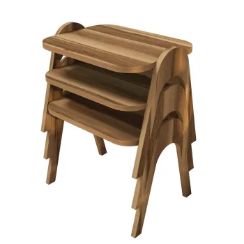 Set 3 masute de cafea PARIS, nuc, 48,6x35,5x42 cm imagine