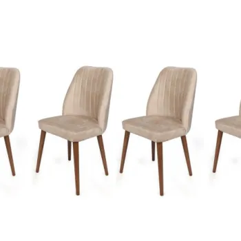 Set 4 scaune ALFA, crem + nuc, 50x49x90 cm imagine