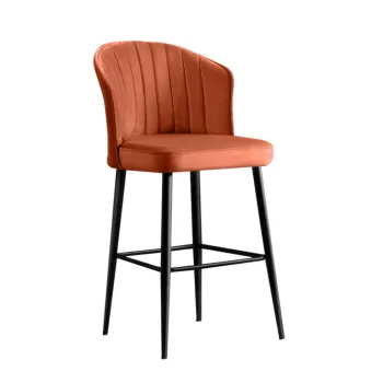 Set 4 scaune de bar RUBI, rosu caramiziu + negru, 52x97x42 cm imagine