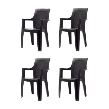 Set 4 scaune gradina ELEGANCE, model ratan, antracit, 62x57x88 cm imagine