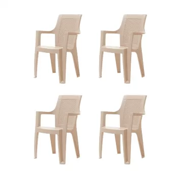 Set 4 scaune gradina ELEGANCE, model ratan, cappucino, 62x57x88 cm imagine
