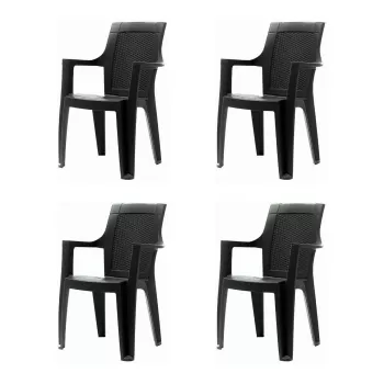 Set 4 scaune gradina ELEGANCE, model ratan, maro, 62x57x88 cm imagine