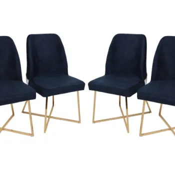 Set 4 scaune MADRID, auriu + albastru inchis, 50x49x90 cm imagine
