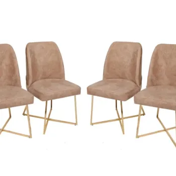 Set 4 scaune MADRID, auriu + maro, 50x49x90 cm imagine