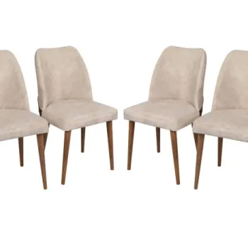 Set 4 scaune NOVA, crem + nuc, 50x49x90 cm imagine