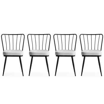 Set 4 scaune YILDIZ, negru, 43x42x82 cm imagine