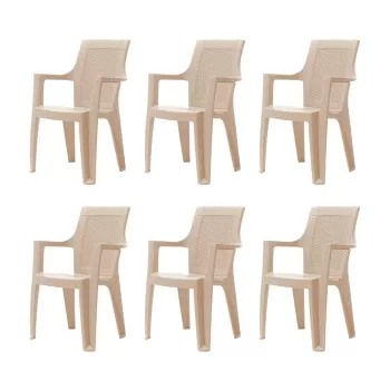 Set 6 scaune gradina ELEGANCE, model ratan, cappucino, 62x57x88 cm imagine