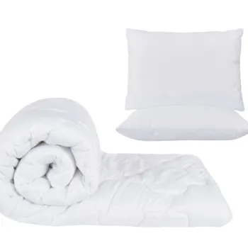 Set alb, pilota 180x200cm 200gsm + 2 perne albe nematlasate 50x70cm imagine