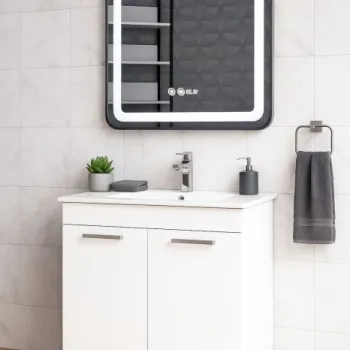Set Baza cu Lavoar si Oglinda cu iluminare LED, seria 067, 70 cm, alb imagine