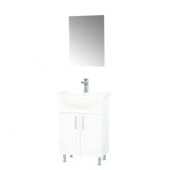 Set Baza cu Lavoar si Oglinda seria 005, eco, 50 cm, alb imagine