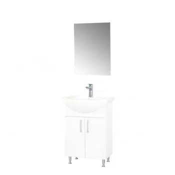 Set Baza cu Lavoar si Oglinda seria 005, eco, 50 cm, alb imagine