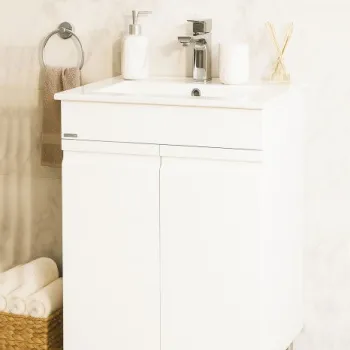 Set Baza front MDF si Lavoar MiniSlim seria 386, 50 cm, alb imagine