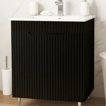Set Baza front MDF si Lavoar seria 033, 60 cm, negru imagine