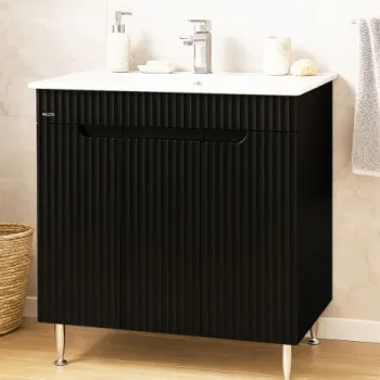 Set Baza front MDF si Lavoar seria 033, 80  cm, negru imagine