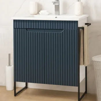 Set Baza front MDF si Lavoar seria 033, cadru metalic, 60 cm, antracit imagine