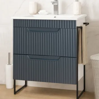 Set Baza front MDF si Lavoar seria 033, cadru metalic, cu sertare, 60 cm, antracit imagine
