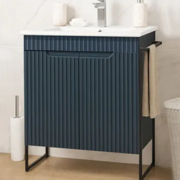 Set Baza front MDF si Lavoar seria 033, cadru metalic, montata, 60 cm, antracit imagine