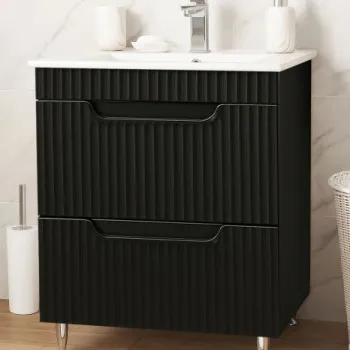 Set Baza front MDF si Lavoar seria 033, cu sertare, 60 cm, negru imagine