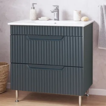Set Baza front MDF si Lavoar seria 033, cu sertare, 80 cm, antracit imagine