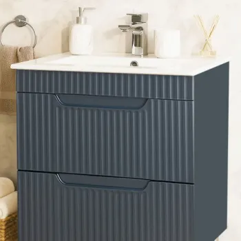 Set Baza front MDF si Lavoar seria 033, cu sertare, montat, 70 cm, antracit imagine