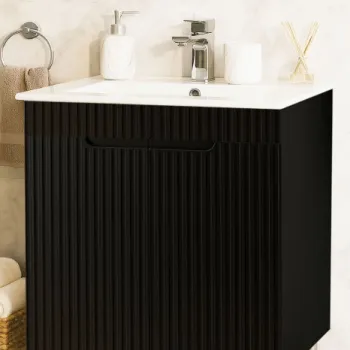 Set Baza front MDF si Lavoar seria 033, montat, 70 cm, negru imagine