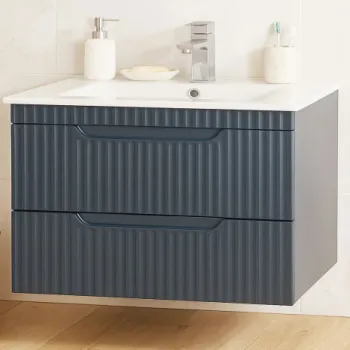 Set Baza front MDF si Lavoar seria 033, suspendata, cu sertare, montat, 80 cm, antracit imagine