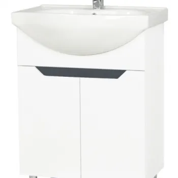 Set Baza front MDF si Lavoar seria 050, 60 cm, alb + antracit imagine