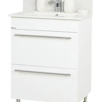 Set Baza front MDF si Lavoar seria 054, cu sertare, 60 cm, alb imagine