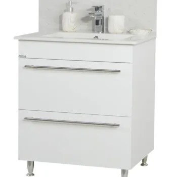 Set Baza front MDF si Lavoar seria 054, cu sertare, 70 cm, alb imagine