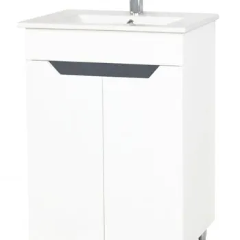 Set Baza front MDF si Lavoar seria 056, 50 cm, alb antracit imagine
