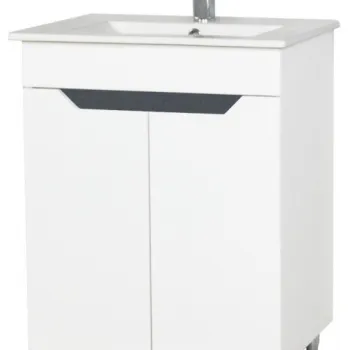Set Baza front MDF si Lavoar seria 056, 60 cm, alb + antracit imagine