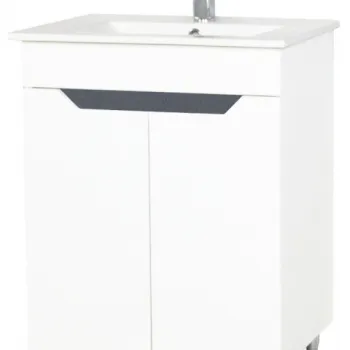Set Baza front MDF si Lavoar seria 056, 60 cm, alb + antracit imagine