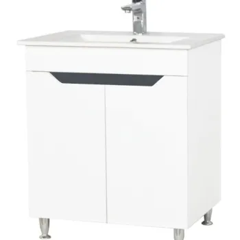 Set Baza front MDF si Lavoar seria 056, 70 cm, alb + antracit imagine