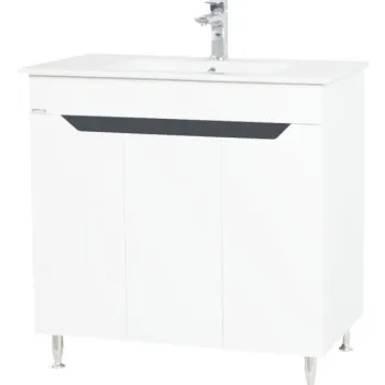 Set Baza front MDF si Lavoar, seria 056, 80 cm, alb antracit imagine