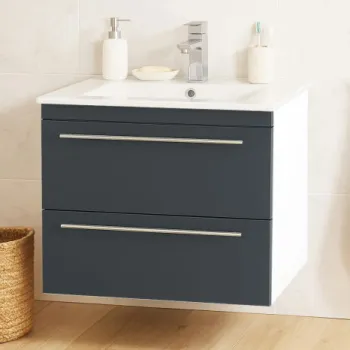 Set Baza front MDF si Lavoar seria 066, suspendata cu sertare, 60 cm, antracit imagine