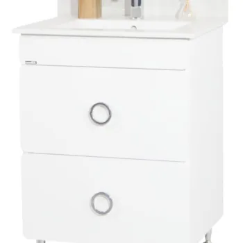 Set Baza front MDF si Lavoar seria 080, 60 cm, alb imagine