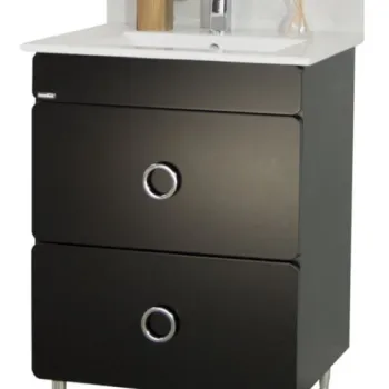 Set Baza front MDF si Lavoar seria 080, 60 cm, negru imagine