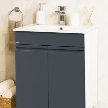 Set Baza front MDF si Lavoar seria 086, 60 cm, antracit imagine