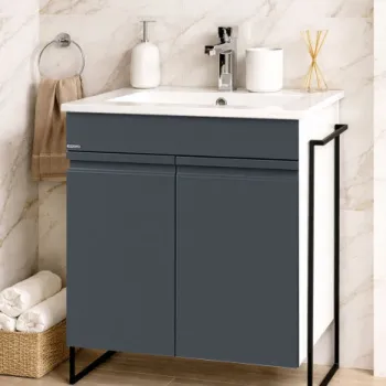 Set Baza front MDF si Lavoar seria 086, cadru metalic, 60 cm, antracit imagine