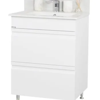 Set Baza front MDF si Lavoar seria 086, cu sertare, 60 cm, alb imagine